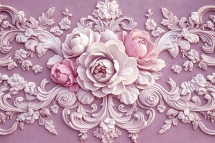 粉色浮雕花卉装饰图案