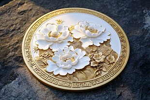 金镶玉牡丹圆形装饰盘