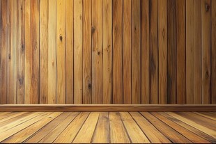 木质墙面与地板的室内场景