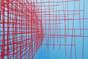 红色网格线条的空间视觉