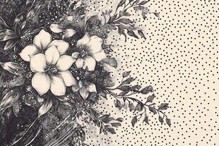 黑白花卉图案背景装饰画