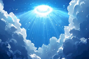 梦幻蓝天云端的璀璨日光