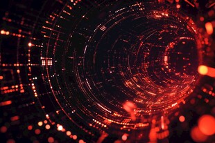 科技感红色数字能量隧道