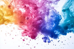 彩色墨水在水中绽放