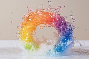 彩虹色水花环形瞬间