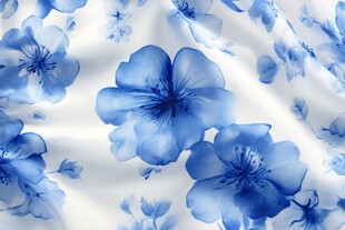 蓝白花卉布料纹理图案