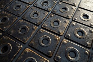 复古金属拼接板纹理特写