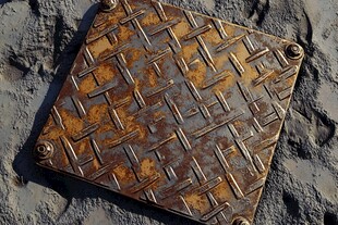 生锈的菱形花纹金属板