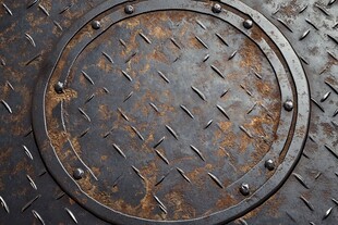 生锈的金属盖板纹理特写