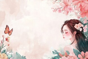 花中少女与蝶的梦幻邂逅