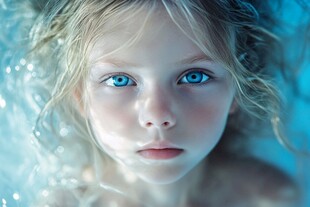 水中蓝眸金发小女孩