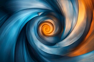 蓝色橙色漩涡抽象艺术图