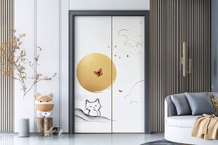 萌趣猫咪衣柜门装饰画