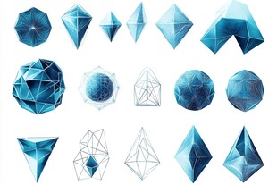 蓝色几何多边形立体图形集
