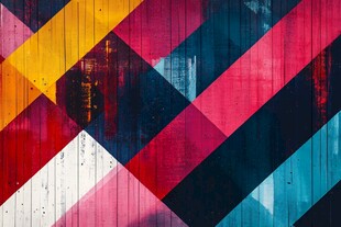 多彩几何拼接墙面艺术