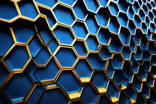 蓝色蜂窝状立体几何图案