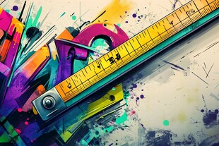 多彩涂鸦风的文具艺术场景