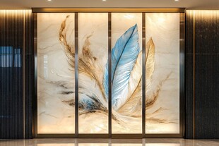 羽毛艺术背景墙 优雅大气