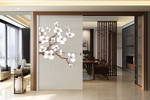 中式客厅梅花装饰墙设计
