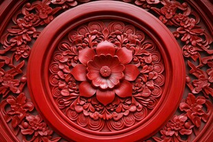 中式红漆雕花精美图案