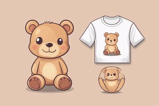可爱小熊卡通图案T恤设计