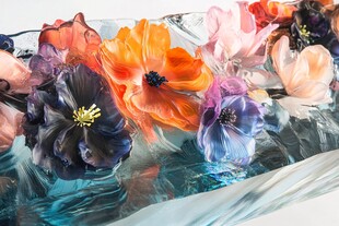 多彩琉璃花卉艺术摆件