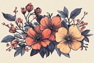 手绘缤纷花卉插画