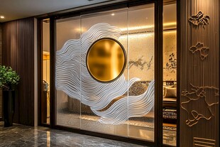 中式典雅玻璃隔断装饰设计