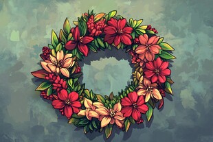 花卉花环插画