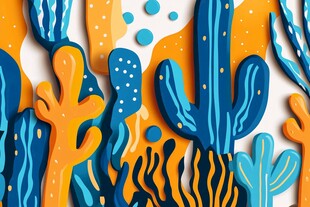 多彩立体仙人掌装饰图案