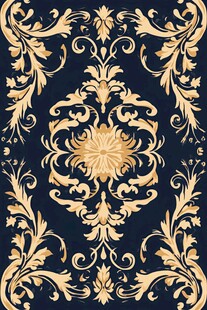 深蓝色底金色欧式花纹图案