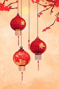 红灯笼映春景