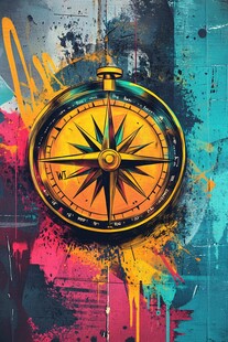 涂鸦风格罗盘图