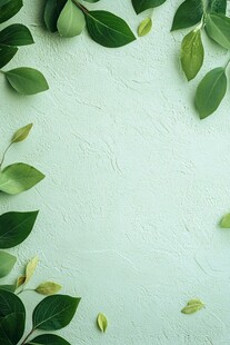 绿叶装点的淡雅墙面背景