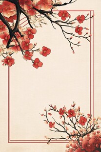 红梅绽放中式典雅边框