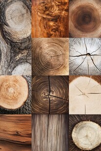 多样木材截面纹理展示