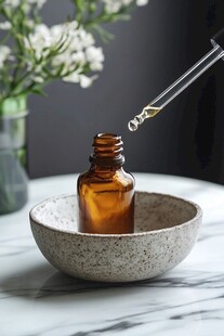 精油滴入瓶中优雅场景