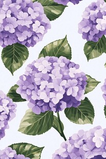 紫色绣球花无缝图案