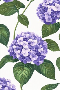 紫色绣球花花卉图案设计