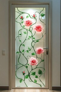 玫瑰藤蔓玻璃门设计