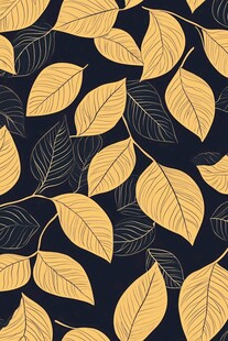 金色叶片深色背景无缝图案