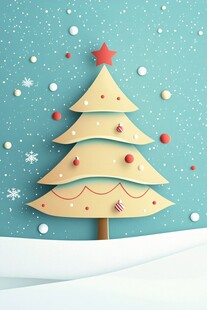 可爱纸艺风圣诞树装饰图