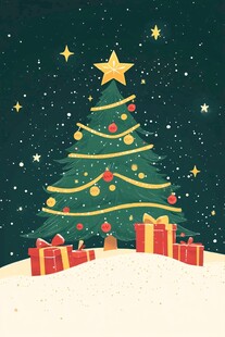 梦幻圣诞树与礼物的场景