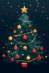 华丽圣诞树装饰插画