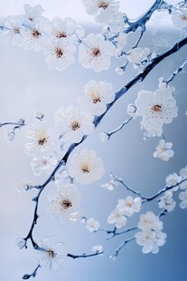 洁白梅花绽放枝头