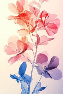 梦幻渐变花卉插画