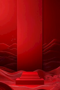 红色中式立体展示场景