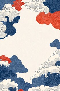 日式海浪祥云背景图案
