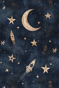 梦幻星空火箭图案设计