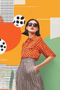 波点上衣女士时尚造型